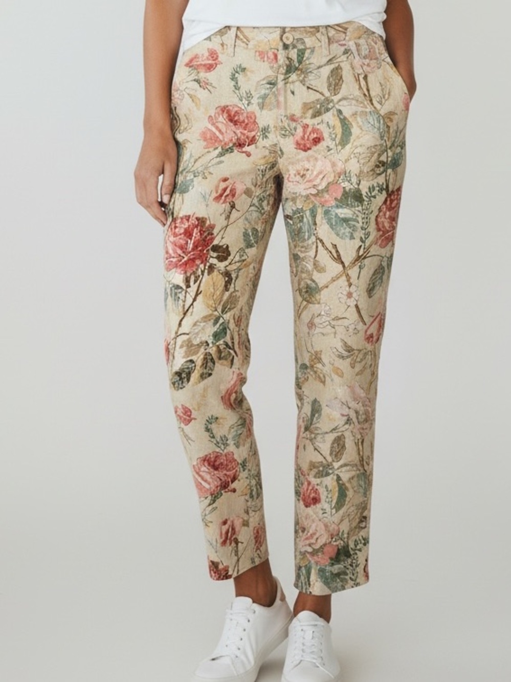 Lauren Ralph Lauren Women’s Size 4 Linen Lightweight Floral Straight Leg Pants